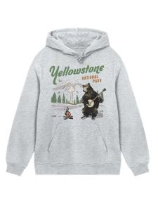 Толстовка F4NT4STIC US National Parks Yellowstone Bear Playing Banjo, серый