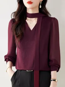 Блузка с бантом, женская Doux Belle, цвет Red Purple