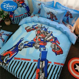 Disney Комплект постельного белья: простыня на резинке 150 см, 2 наволочки, цвет светло-голубой, принт Transformers Light Blue D