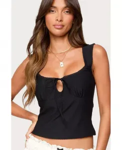 Женский текстурированный топ Leya с вырезом-замочной скважиной Edikted, черный