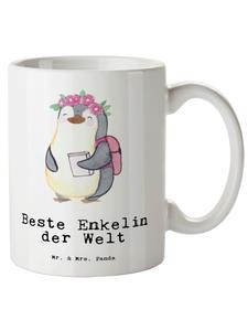 Кружка XL Penguin, Лучшая внучка на свете с надписью Singing in White Mr. & Mrs. Panda