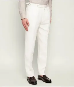 Льняные брюки H-Perino-PL-DTL relaxed fit Boss, белый