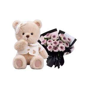 Успокаивающая плюшевая кукла Медвежонок для макияжа высотой 45 см CHUNTUSHU, healing bear+темно-plum sauce bouquet