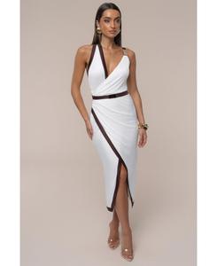 Юбилейное платье-халат с поясом JLUXLABEL, Ivory