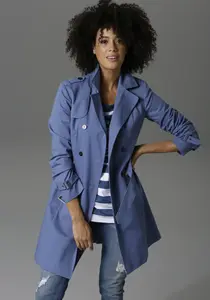 Тренч Aniston CASUAL с регулируемым поясом, голубой