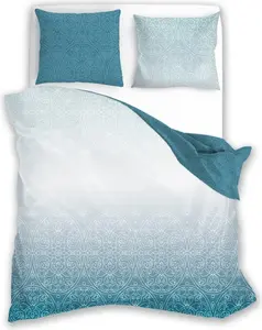 Постельное белье, сатиновое постельное белье, высокое качество 160x200 Milagro Verde 015 Бирюзовые орнаменты FARO