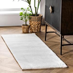 nuLOOM Layne мягкий шелковистый ковер-дорожка 61 x 183 см, из искусственного кроличьего меха, White