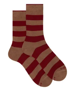 Короткие хлопковые носки в коричневую полоску Gallo, мультиколор