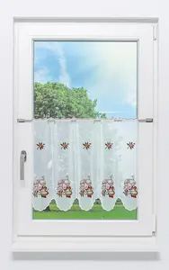 Штора для кафе, кружево Плауэн - Гриб (Ш x В) 97,80 см * 50 см, коричневая/коричнево-зеленая Plauener Spitze