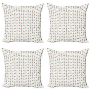 ABAKUHAUS Набор чехлов для якорных подушек (4 предмета), морской узор, современная двусторонняя цифровая печать, 50 см x 50 см, синий, красный, белый