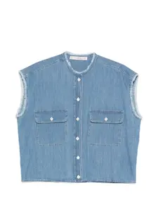 Рубашка с клапанами на карманах и необработанным краем Tela, синий