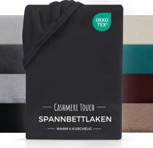 Простыня на резинке Cashmere Touch 180x200 см, Уютная зимняя простыня антрацит Carpe Sonno