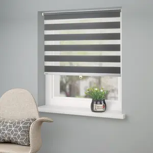 Двойная рулонная штора для дома «Jan», светозащита, экран для конфиденциальности, без сверления, свободно висит, фиксированный размер, Klemmfix, простая, монохромная, базовая, беспроводная, с зажимной опорой Home Affaire, антрацит