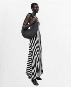 Женское асимметричное трикотажное платье с низким вырезом MANGO, Black