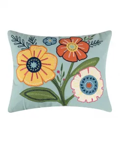 Декоративная подушка с вышитой аппликацией «Сад Грандифлоры», 14 x 18 дюймов Levtex, multicolor