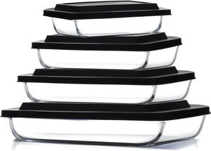 Формы для запекания Eatex глубокие стеклянные, 4 шт, черный