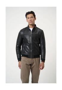 Мужская кожаная куртка Marlon из воловьей кожи со стильным воротником-стойкой RICANO, черный