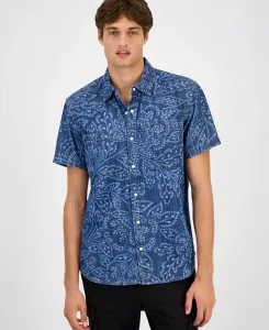 Мужская джинсовая рубашка с принтом Sun + Stone, синий