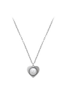 Faina Женское колье-цепочка с подвеской в виде сердца, серебристо-белое