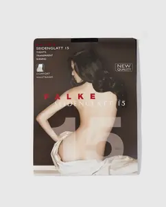 Прозрачные блестящие трусики Falke плотностью 15 ден, черный