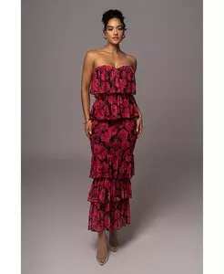 Женское платье Casa Blanca с цветочным принтом и рюшами JLUXLABEL