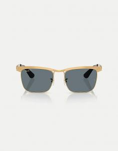 Солнцезащитные очки Ray-Ban Wayfarer Deluxe с квадратными поляризационными линзами и синими линзами в пескоструйной обработке Legend Gold