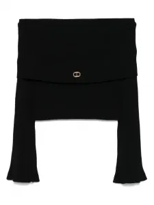 Свитер с открытыми плечами TWINSET Kids, черный