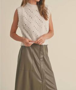 Вязаный жилет с кудрявыми нитями цвета экрю MIOU MUSE, Ecru