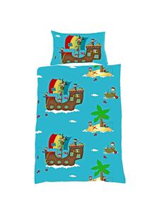Комплект постельного белья из двух частей фланели, 100x135 см, пиратский дизайн, цвет синий JACK, 100x135 см
