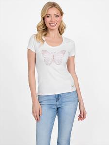 Футболка с изображением бабочки «Эко-кризалис» Guess Factory, цвет pure white