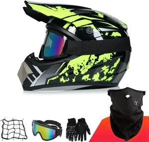 Шлем Abahuhu с комплектом для мотокросса, черный / желтый