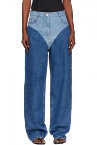 Широкие джинсы с принтом в виде трусиков Pushbutton, синий