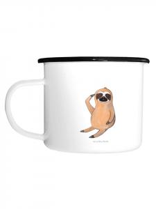 Эмалированная кружка XL Ленивец без слов, белый цвет Mr. & Mrs. Panda