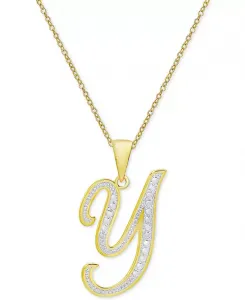 Ожерелье с кулоном-инициалом в форме бриллианта, 18 дюймов, из серебра, золота и розового золота Macy'S, y/gold