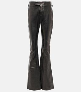 Кожаные расклешенные брюки со средней посадкой TOM FORD, черный