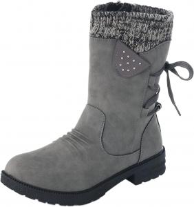 Женские зимние ботинки на снег Вязаные голенища Водонепроницаемые зимние ботинки Нескользящие полностью с мехом Зимние уютные ботинки для улицы Комфортная зимняя обувь для трекинга Generic, C01-Grey