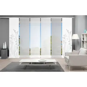 Занавеска GRASIL комплект из 6 штук с панельной кареткой, 6 шт., бамбуковый вид, цифровая печать Vision S, серый