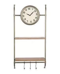 Настенные часы с полками и крючками Storied Home, bronze