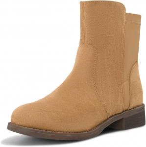 Женские полусапожки Shoe'N Tale, низкие, массивные, с круглым носком, короткие, на устойчивом каблуке, с боковой молнией, Braun