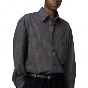 UNIQLO Рубашка Unisex Dark Gray с заостренным воротником Moderate