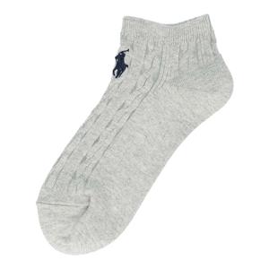 Женские носки POLO RALPH LAUREN длиной до колена с вышивкой спереди и узором «косичка», цвет 93. Light Gray