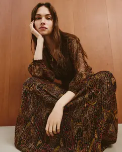 Женское короткое платье с длинными рукавами Southern Cotton, зеленый