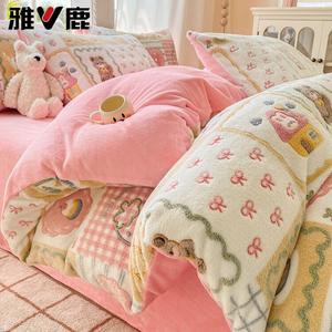 Yalu Пододеяльник 150х200 см, молочный вельвет, утепленный флисом