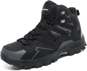 Мужские и женские кожаные водонепроницаемые походные ботинки HuayoRong, легкая обувь для прогулок на открытом воздухе, дышащие замшевые ботинки для походов, треккинга, кемпинга и альпинизма. Легкие и прочные, черный