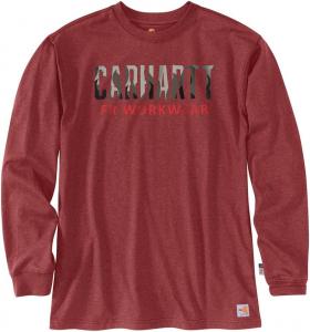 Carhartt мужская 104508 огнестойкая футболка с длинным рукавом и принтом, Red Brown Heather