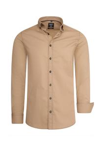 Рубашка с длинными рукавами и тонкой контрастной строчкой RUSTY NEAL, коричневый