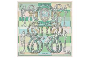 HERMES Шелковый шарф Della Cavalleria для женщин в зеленом цвете