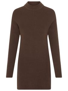 Свитер с воротником-стойкой в коричневом меланжевом цвете Laura Scott
