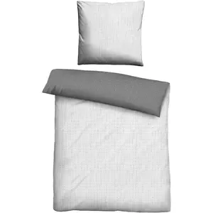 Двустороннее постельное белье Biberna» Сочетайте по размерам. 135x200, 155x220 или 200x200 см", хлопковое постельное белье, неподвластное времени постельное белье с двусторонним внешним видом, цвет sturmgrau/Punkte