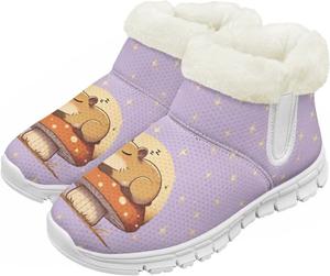 Детские зимние сапоги для девочек, водонепроницаемые, противоскользящие, для холодной погоды, с искусственным мехом, походные ботинки Goronwyfloyd, Mushroom Capybara